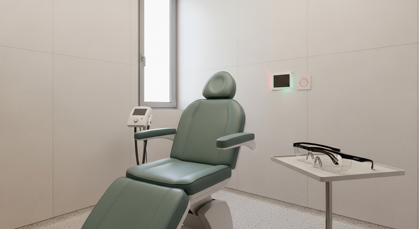 ¿Qué medidas de seguridad (gafas de protección, señalización) son obligatorias en la sala láser?